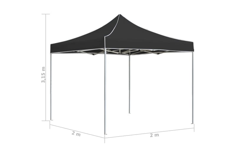 Hopfällbart partytält aluminium 2x2 m antracit - Antracit - Utemöbler - Utomhusförvaring - Trädgårdstält & förvaringstält - Partytält