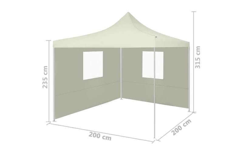 Hopfällbart partytält med 2 sidoväggar 2x2 m stål gräddvit - Kräm - Utemöbler - Utomhusförvaring - Trädgårdstält & förvaringstält - Partytält