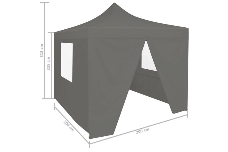 Hopfällbart partytält med 4 sidoväggar 2x2 m stål antracit - Antracit - Utemöbler - Utomhusförvaring - Trädgårdstält & förvaringstält - Partytält