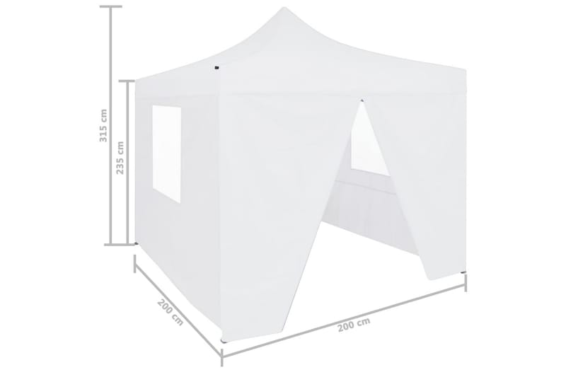Hopfällbart partytält med 4 sidoväggar 2x2 m stål vit - Vit - Utemöbler - Utomhusförvaring - Trädgårdstält & förvaringstält - Partytält
