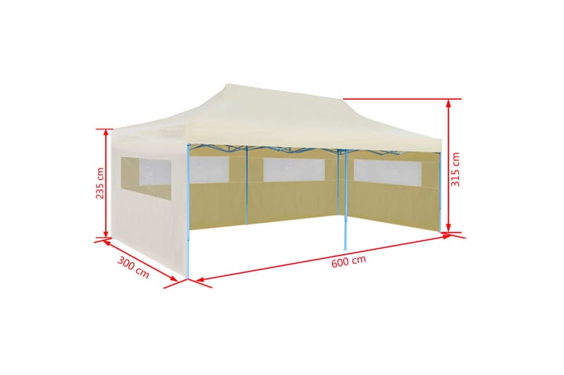 Partytält hopfällbart 3x6 m gräddvit - Vit - Utemöbler - Utomhusförvaring - Trädgårdstält & förvaringstält - Partytält
