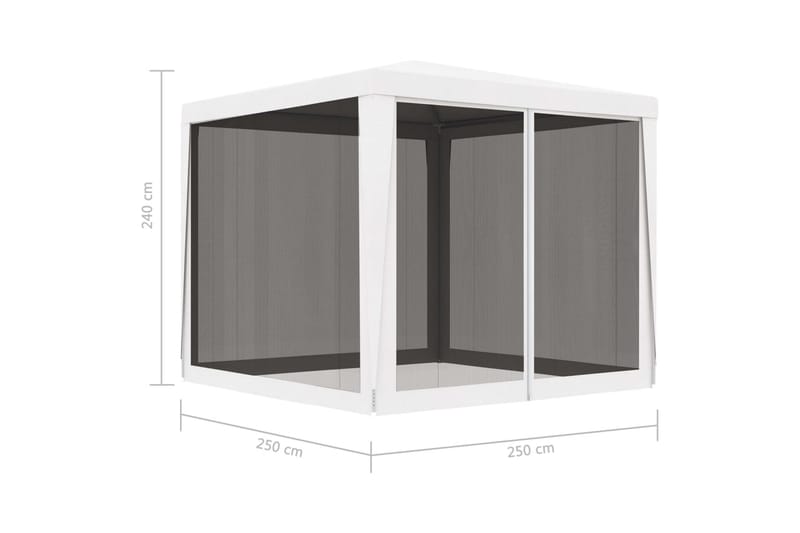 Partytält med 4 sidoväggar i nät 2,5x2,5 m vit - Vit - Utemöbler - Utomhusförvaring - Trädgårdstält & förvaringstält - Partytält