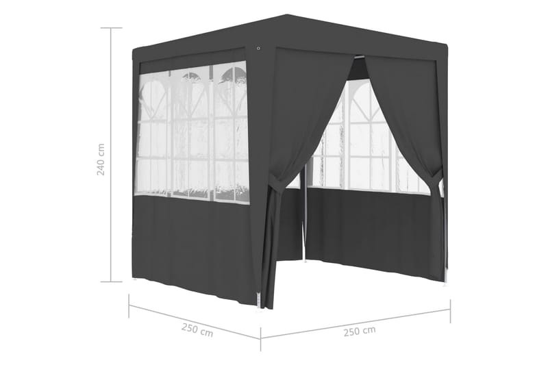 Professionellt partytält med väggar 2,5x2,5 m antracit 90 g/ - Grå - Utemöbler - Utomhusförvaring - Trädgårdstält & förvaringstält - Partytält