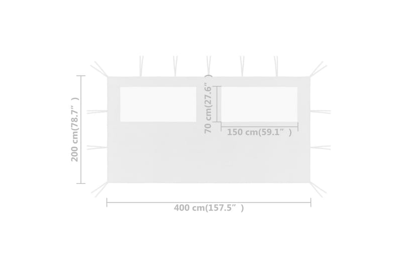 Sidovägg med fönster till partytält 4x2 m vit - Vit - Utemöbler - Solskydd - Paviljonger - Paviljongväggar